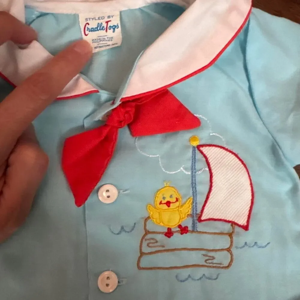 Vintage Baby Boy Blue Clown & Sailor Ducky Outfits